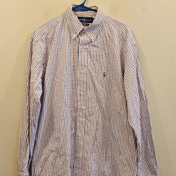 Ralph Lauren Oxford Yarmouth Button Long Sleeve‎ Shirt Flesh Pony 15 1/2 32/33 - Picture 1 of 8